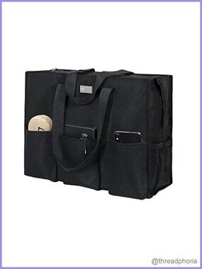 Utility Water Resistant Tote Bag 13 Pockets Zipper Closure Lightweight Travel